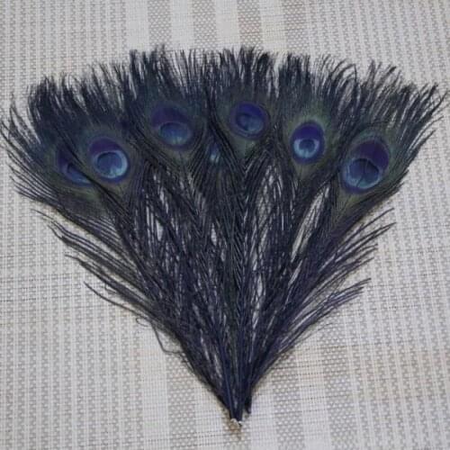Hot Sale! 50Pcs/Lot 10-12 Inch 25-30cm Dyed Black Colour Peacock Tail Feathers Peacock Feather FREESHIPPING