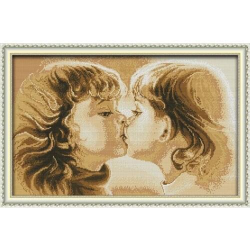 Joy Sunday Cross Stitch Kit Loves Kiss Patterns 14CT 11CT Printed Cross Stitch Kits Canvas Handmade Embroidery Needlework Sets