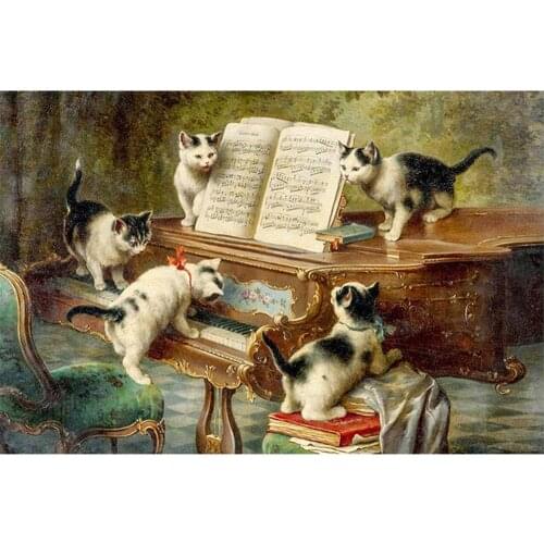 5D DIY Full Square/round Diamond Painting Cats and pianos Embroidery Cross Stitch Rhinestone Mosaic Home Decor