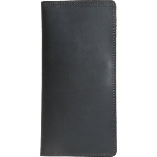 Crazy horse 100% Genuine Leather Card Wallet Men Long High Quality Credit Card Holder Cover Thin Handmade purse Clutch bag