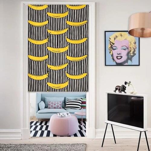 Green Plant Animal Cartoon Pattern Linen Door Curtain Study Bedroom Home Decor Tapestry Kitchen Curtain