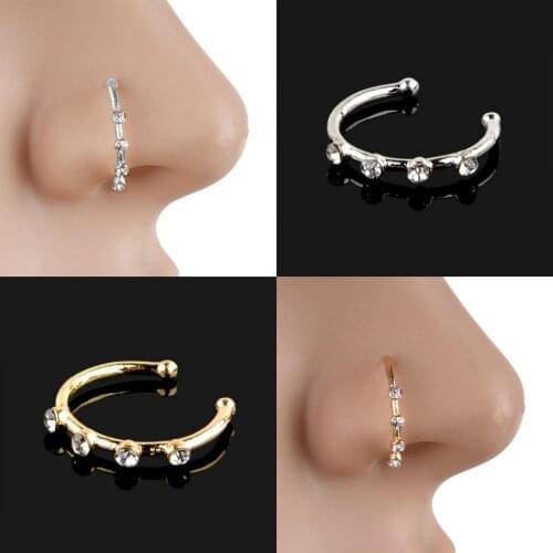 1PC Fashion Round Zircon Bendable Gem Ring Seamless Nose Ring Rhinestone Crystal Ear Trague Cartilage Earring Piercing Jewelry