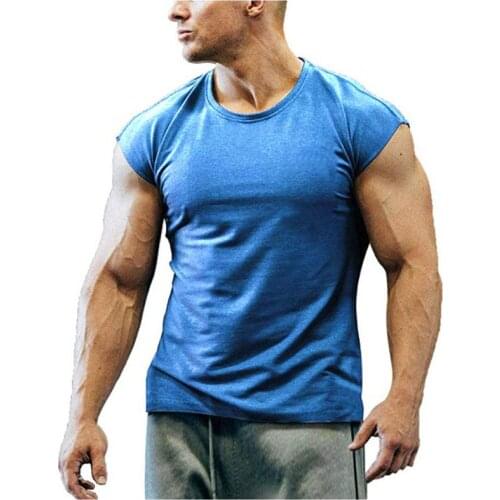 Man Breathable Gym Workout Muscle Solid Color Sleeveless T-shirt Mens Fitness Training Clothes Fitness Quick-drying Sportswear