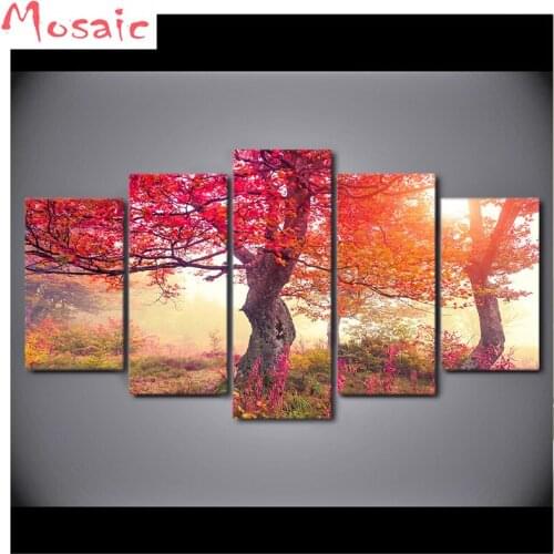 Multi-pictures diamond painting pink Trees/Red Trees Forest full diamond embroidery sale 3d cross stitch kits diamond picture