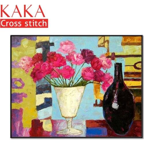 Cross stitch kits,Embroidery needlework sets with printed pattern,11CT-canvas for Home Decor Painting,Flowers Full NCKF167