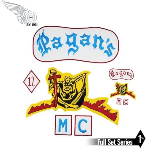 Mc1931 Pagans Motorcycle Patch 1% Biker Rider Vest MC Embroidered Patch For Back of Jacket Patch G0412 Free Shipping