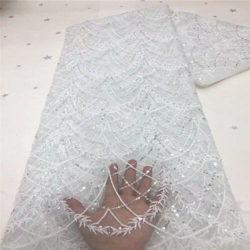 Nigerian Sequins Lace Fabrics Royal Blue High Quality Lace African Net Lace Fabric Wedding French Tulle Lace Material For Women