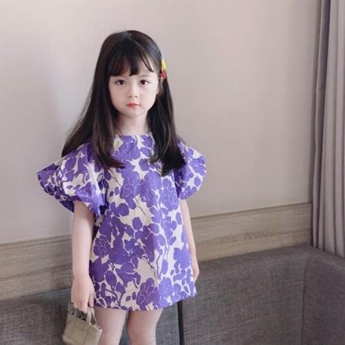 Girls Princess Dress Fashion Summer Clothing Puff Sleeve Mini Dress for Kids O-Neck Childrens Clothing Casual A-Line Dress
