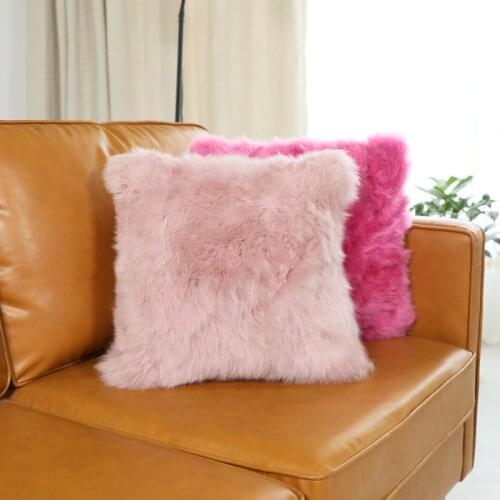 Real fur Nordic Plush Pillowcase Fluffy Pillow Wool Cushions Sofa Bed Fur Cushion Cover Pillows Princess Room