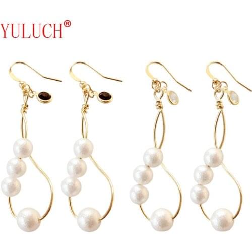 YULUCH Popular handmade jewelry beautiful woman pendant delicate streamlined curve wrinkle cotton beads acrylic earrings gift