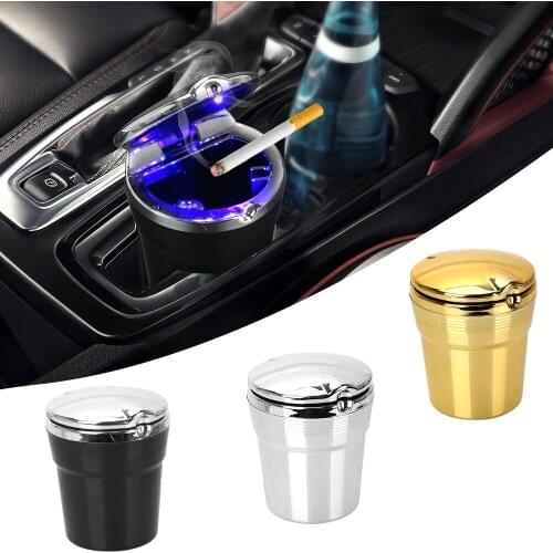 Portable Multi-function Ashtray Holder Plastic Cigarette Smoking Cup Car Ashtray With LED Blue Light Car Interior Accessories