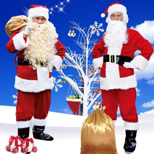 Christmas Santa Claus Costume Cosplay Santa Claus Clothes Fancy Dress Christmas Men Costume Suit For Adults