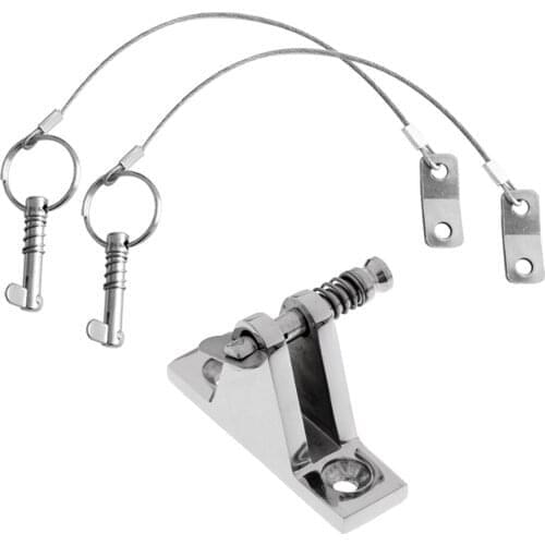 1 Piece Stainless Steel Bimini Hinge Boat Deck Hinge + 2 Pcs. Socket Pin Split Pin Stopper