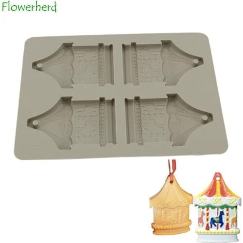 Silicone Mold 4 Hole Wax Molds Mould Aroma DIY Gypsum Molds Handmade Ornaments Carousel Soap Mould