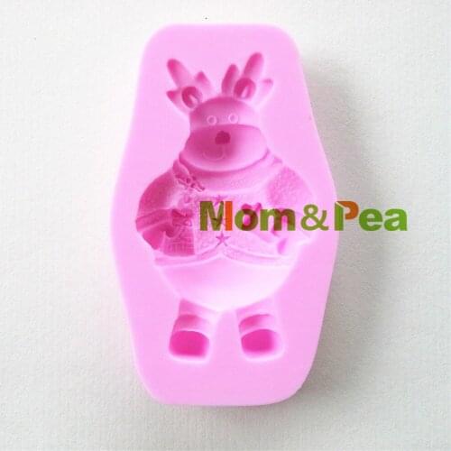 Mom&Pea 0868 Free Shipping Christmas Reindeer Shaped Silicone Mold Cake Decoration Fondant Cake 3D Mold Food Grade