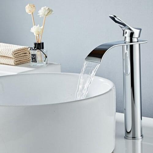 Vidric Bathroom Faucet hot and cold Brass Water Sink Crane Brass Black Gold Basin Faucet Waterfall Sink Faucet Single Handle wat