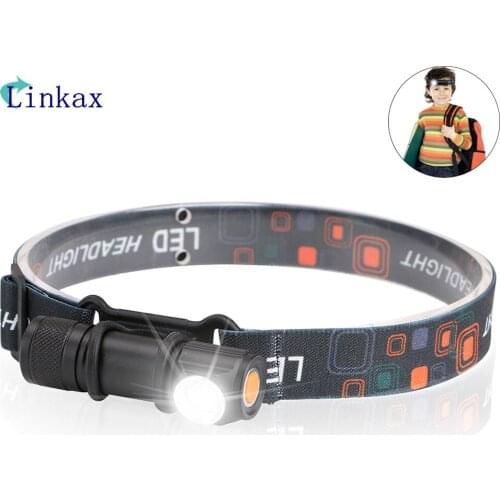 XPE LED Headlamp USB Charging Interface Cycling Headlight 3-Mode Dimming Head Torch 2 in 1 Camping Fishing Flashlight
