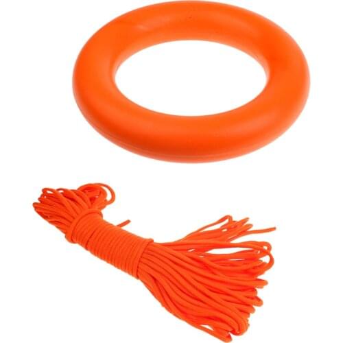 30 meters /100 feet Reflective Water Rescue Life Saving Rope Float Line Floating Ring Combination for Boating Snorkeling Diving
