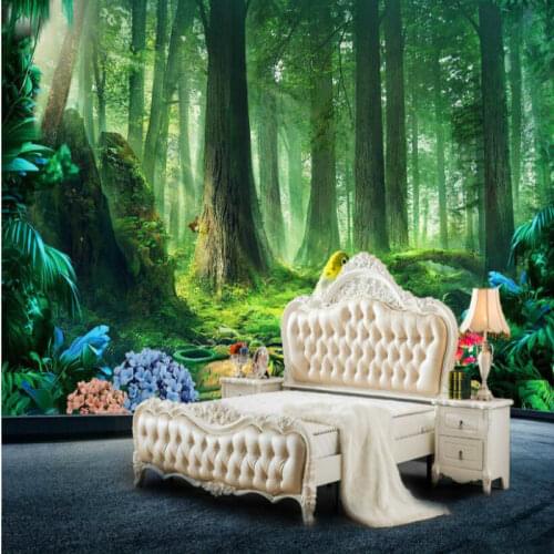Fresh forest green nature 3d Wallpaper for Living Room Home Improvement Wall Painting Mural Silk Paper