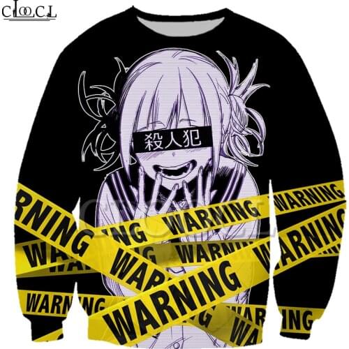 Drop Shipping Anime Girl Toga Himiko My Hero Academia Sweatshirt Men Women 3D Print Warning Casual Couple Pullovers