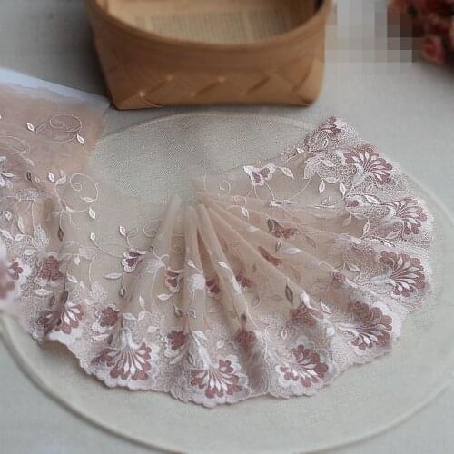 2yards/lot 7.49 Inches Wide Embroidered Tulle Lace trim mesh lace trim~2~lovely~High Quality