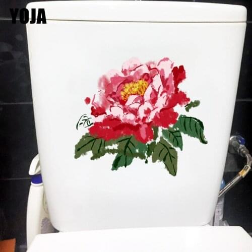 YOJA 21.2X19.3CM Hand-Painted Peony Flower Classic Living Room Wall Decor WC Sticker Toilet T1-1305