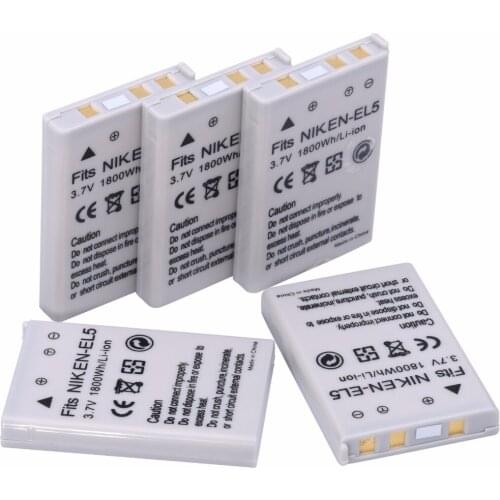 Probty 5pcs 1800mAh EN-EL5 Li-ion Batteries for NIKON Coolpix P530 P520 P510 P100 P500 P5100 P5000 P6000 P90 P80 Cameras