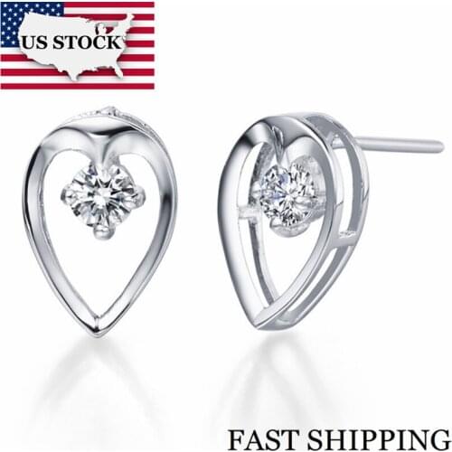 US STOCK Water Drop Earing Studs Womens Earrings Nickel Free Earring Fashion Designer Women Zircon Stud Earrings Uloveido R100