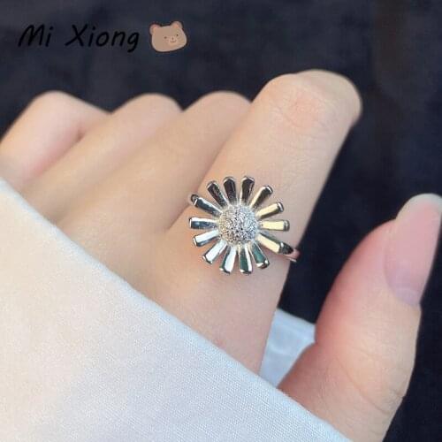 Mi Xiong Sunflower Real Sterling Silver 925 Ring for Women Luxury Jewelry Engagement Party Elegant Classic Romantic Wedding Cute