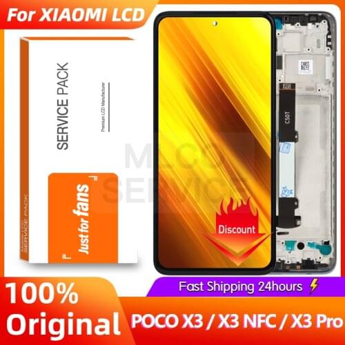 6.67" 100% Original For Xiaomi POCO X3 Display LCD Touch Screen Digitizer For POCO X3 NFC LCD Replacement Parts M2007J20CG