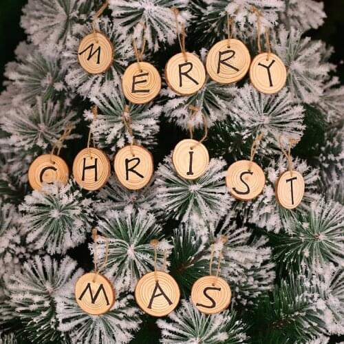 10pcs Merry Chiristmas DIY Wooden Pendant Ornaments Personalised Design Art Craft Christmas Decorations for Home New Year Gift