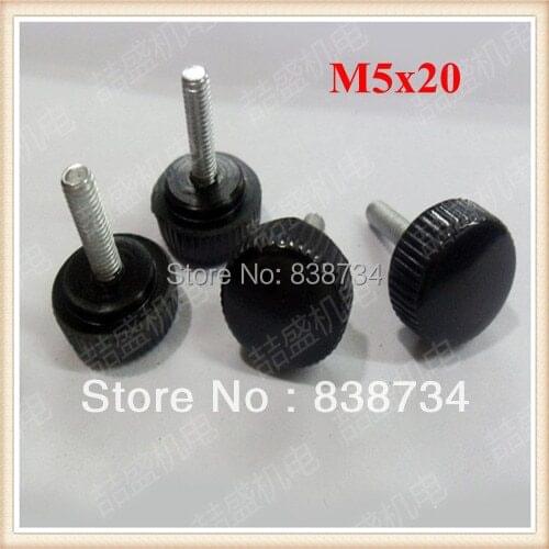100pcs m5*20 black plastic hand screw