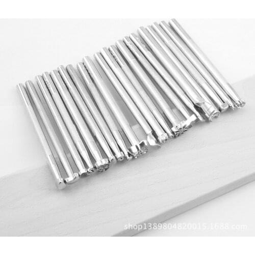 20 PCS Handmade DIY Leather Carving Tools Printing Leather Punch Art Printing Punches Leather Bags Carving Knocking Flowers