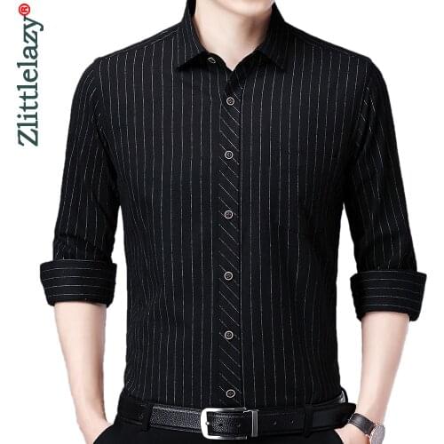 2021 Brand Long Sleeve Men Social Shirt Streetwear Casual Pocket Striped Shirts Dress Mens Slim Regular Fit Clothes Fashions 902