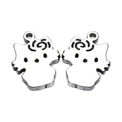 30pcs/lot 8*12mm pendant Metal stainless steel Flat Beads Buddha Beads For DIY bracelet Jewelry Making fg4r