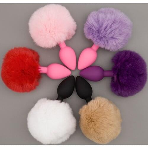 Erotic Silicone Butt Plug Dildo Rabbit Tail Small Anal Plug Sexy Colorful Bunny Tail Cosplay Adult Games Sex Toys for Woman