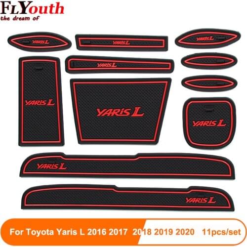 Car Anti-Slip Gate Slot Cup Mats For Toyota Yaris L 2016-2020 Accessories Non-Slip Mat Car Sticker Interior Door Pad 11pcs/set