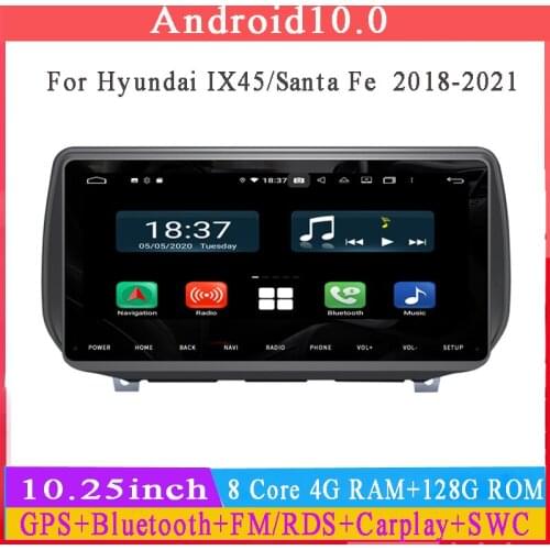 10.25Inch big touch screen android 10 car radio gps player for Hyundai IX45 Santa Fe 2018 2019 2020 car multimedia