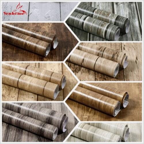 Wood Grain Decorative Film Furniture Vinyl Waterproof Wall Sticker Self-Adhesive Wallpaper Kitchen Cabinets Desk Door Home Decor