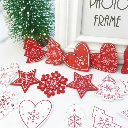 5PCs 5cm Wooden Christmas Tree Toys Articles For Chirstmas Hanging Ornaments Xmas Decor For Home Party Wedding New Year Noel