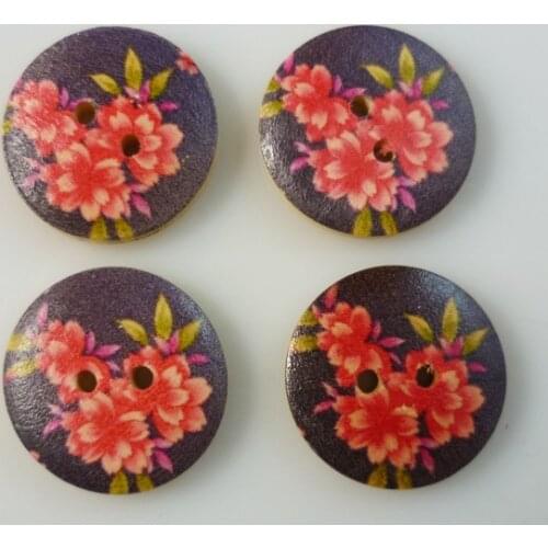 40PCS Flower Pattern Wooden Buttons Garment 23MM Coat Boots Sewing Clothes Accessories MCB-023