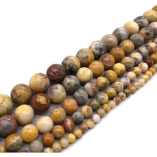 Fctory Price Natural Stone Crazy Agat Round Beads 15" Pick Size 4 6 8 10 12mm Per Strand Pick Size For Jewelry Making diy