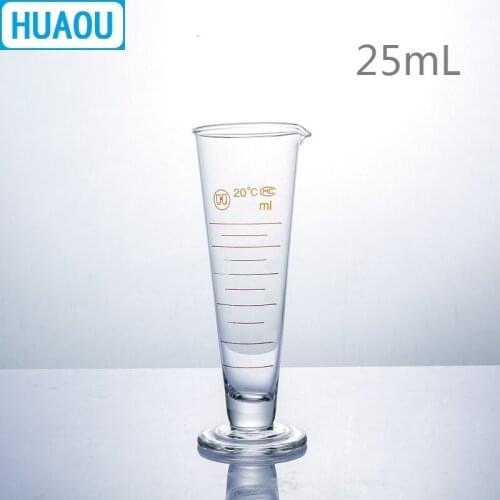 HUAOU 25mL Graduate Short Lines with Spout Measuring Cup Cylinder Laboratory Chemistry Equipment