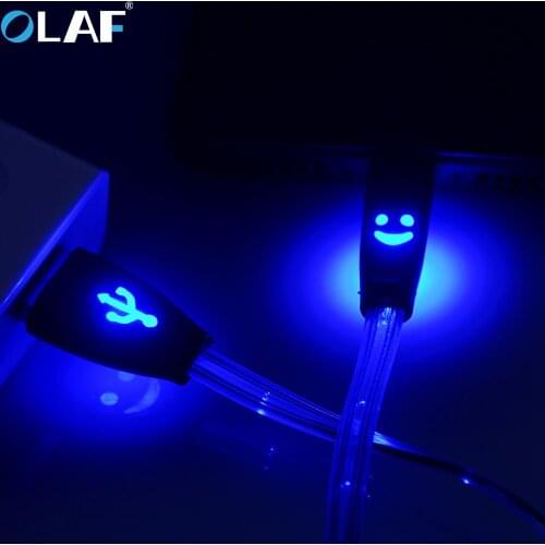 OLAF Micro USB Cable 1m LED Charging Data USB Charger Cable For Samsung Xiaomi Huawei Android Phone Charger Cable Micro USB Cord