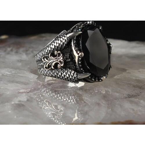 Zircon Stone 925 Sterling Silver Mens Ring