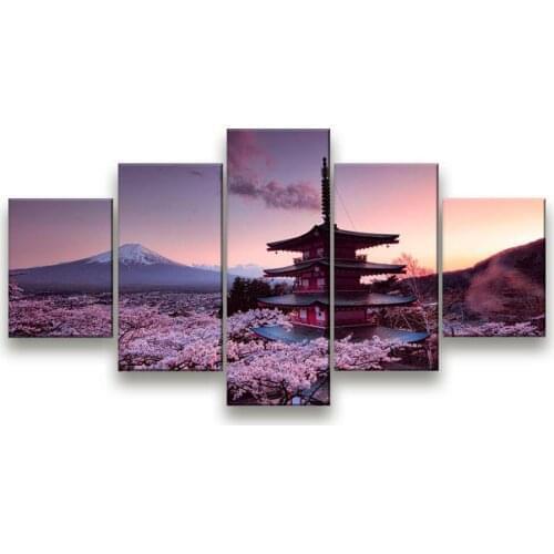 Japanese Style Paintings Mount Fuji Cherry Wall Pictures for Living Room Home Decor NO Frame