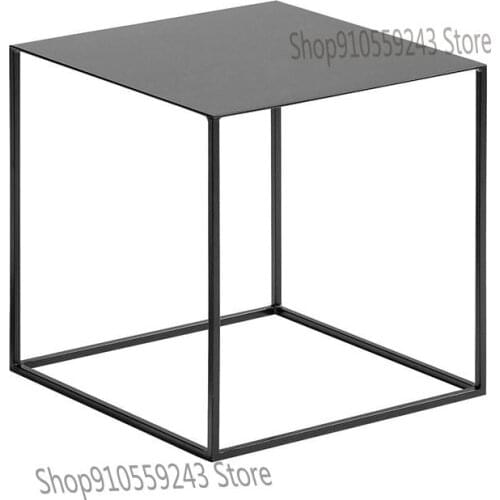 Custom Nordic Wrought Iron Square Coffee Table Modern Minimalist Living Room Corner Small Coffee Table Sofa Side Table Creative