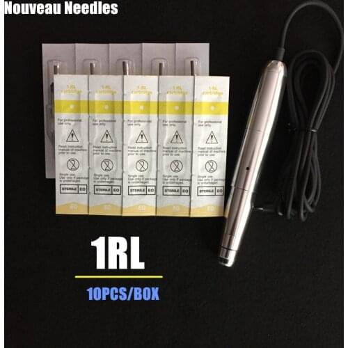 HOT Permanent Makeup Machine needles Tattoo Eyebrow lips Needles 1RL 10pcs For Nouveau Permanent makeup Machine Free Shipping