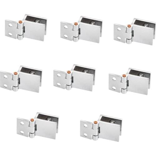 Hot YO-Set of 8 Glass Door Hinges, 5mm-8mm Adjustable Rectangle Clamp Single Clip for Cabinet Cupboard Glass Door Hinges