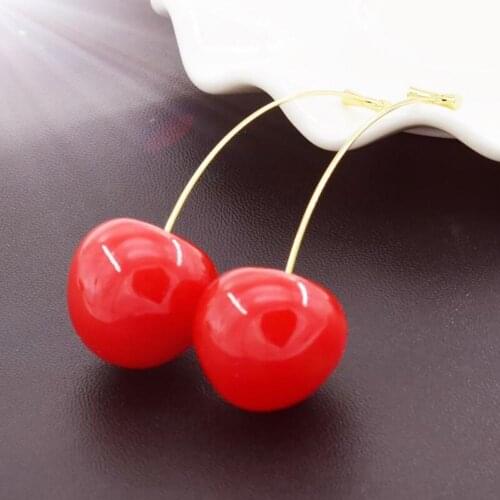 Cute Women Resin Red Cherry Pendant Fruits Dangle Earrings Party Wedding Jewelry boucles d oreille femme 2019